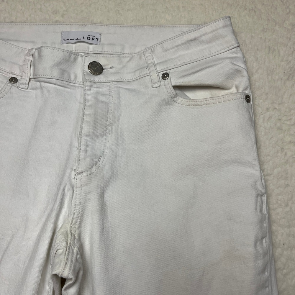 LOFT Jeans Womens 30/10 White Curvy Straight‎ Leg Denim Pants Stretch